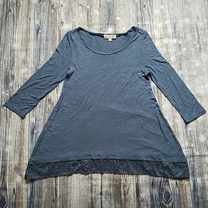 Pink Rose Blue Lace Top